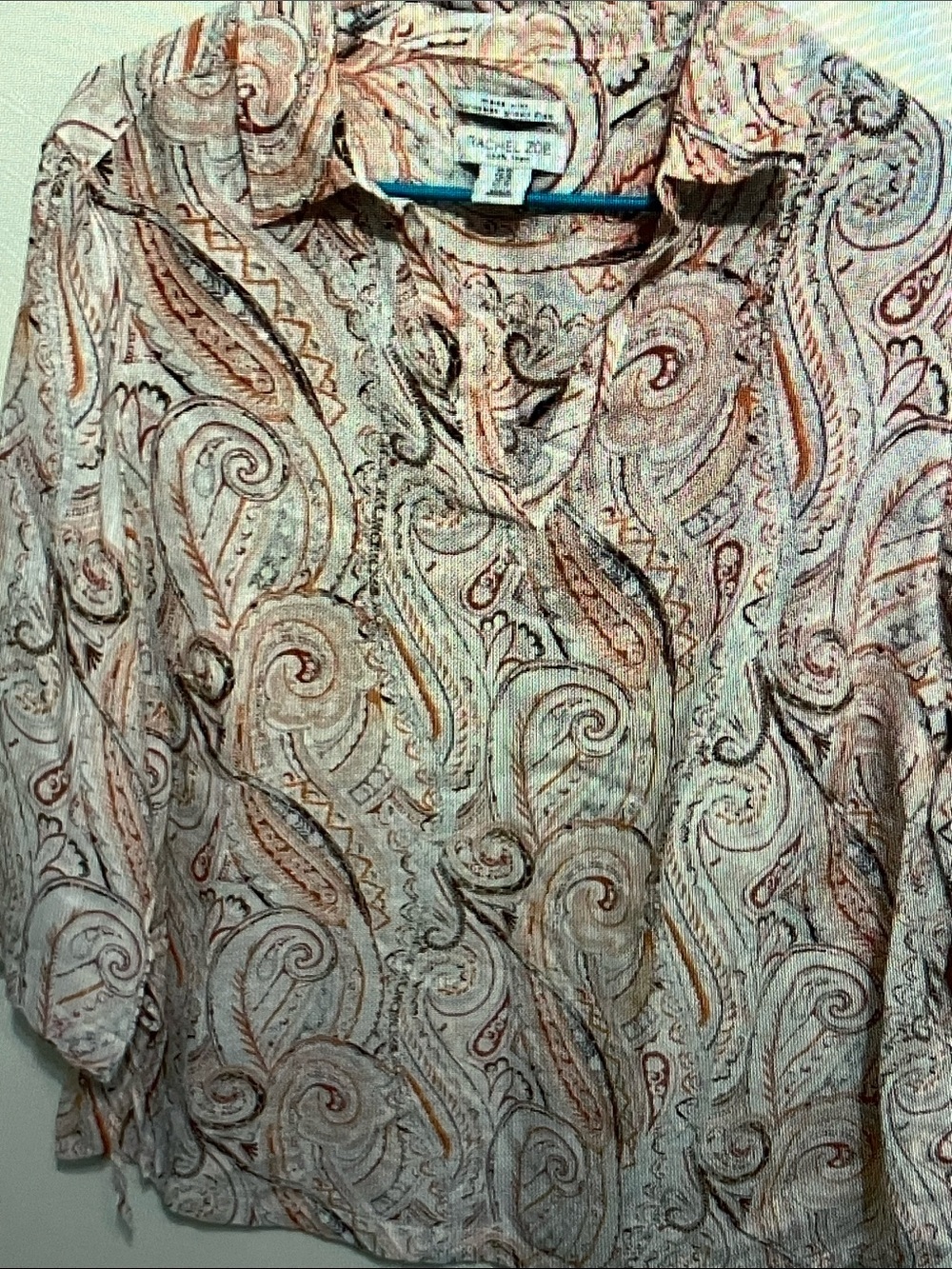 Rachel Zoe Cream and Pink Paisley Button-Down Blouse